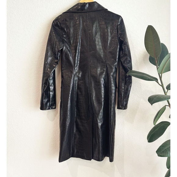 Current Mood Dolls Kill Faux Leather Crocodile Trench Coat XXS Neo Matrix Style - Picture 6 of 9